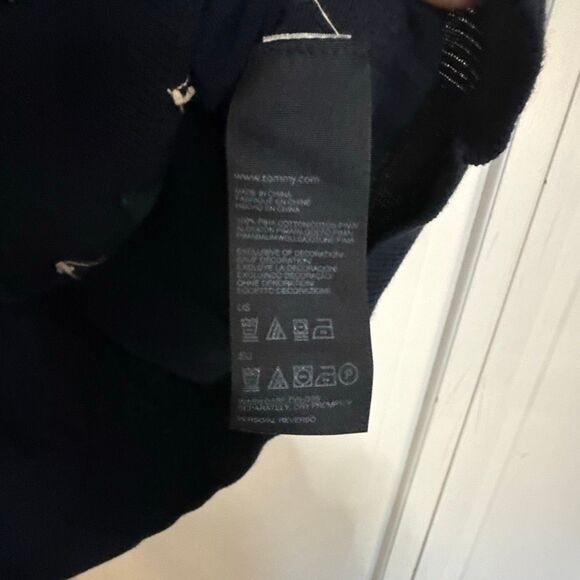 Tommy navy argyle knit scoop neck short sleeve sweater m - Picture 4 of 8